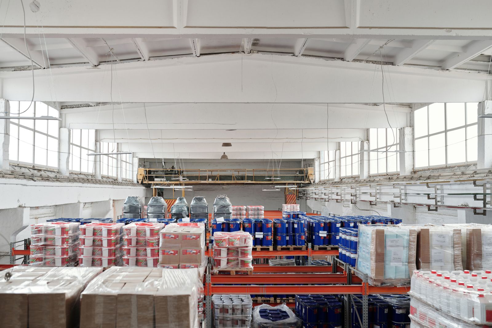 Organised packaging warehouse ready for distribution